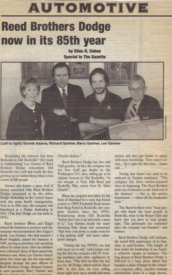 1990-2012 | Reed Brothers Dodge History 1915 – 2012