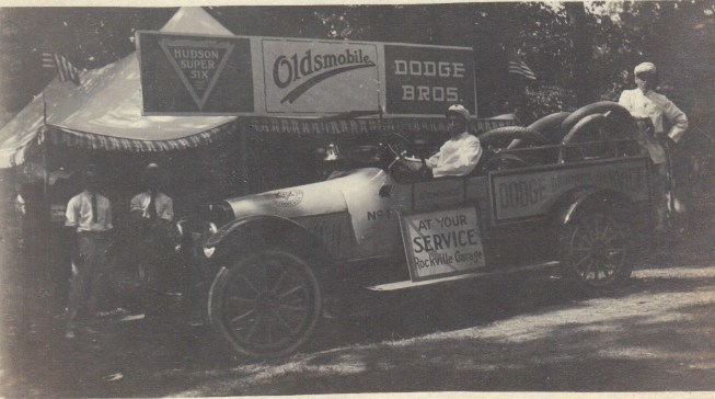 Hudson Super Six, Oldsmobile, and Dodge Brothers Motor Cars on display