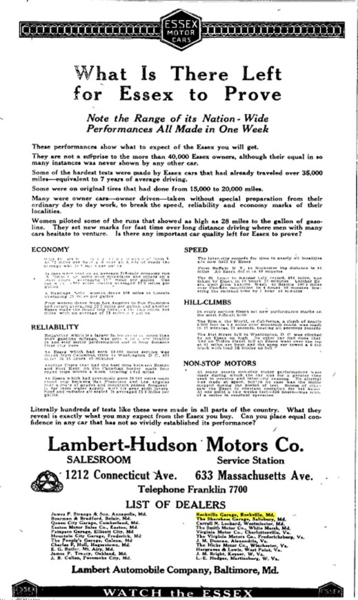 Rockville Garage – The Washington Post Sunday, August 08, 1920, Washington, District Of Columbia