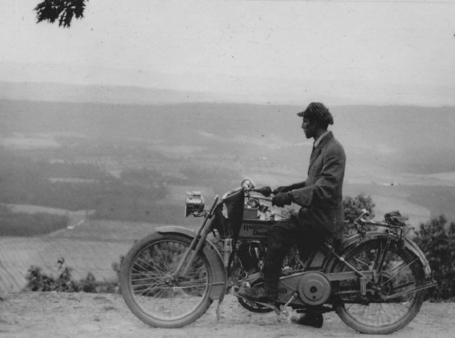 Lewis Reed on Harley Davidson circa 1915