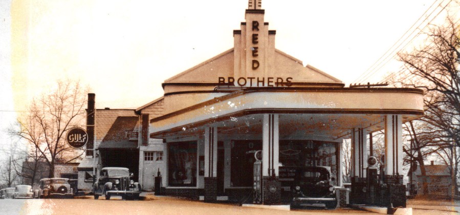 Reed Brothers Dodge canopied Gulf Gas Station circa 1936. View Veirs Mill Road side.