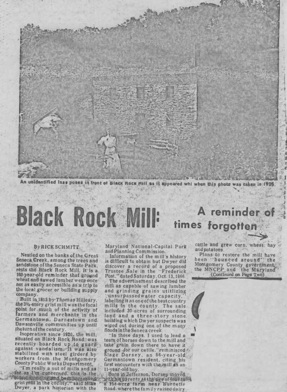 Black Rock Mill North Side of Great Seneca Creek at Black Rock Road