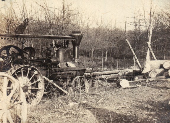 STEAM POWERED SAW MILL WITH ROOF