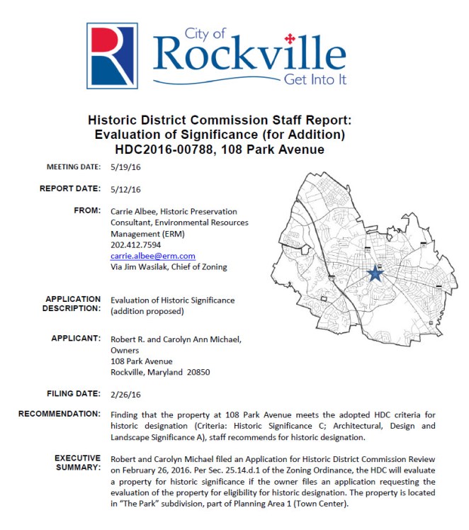 Site History Rockville Garage