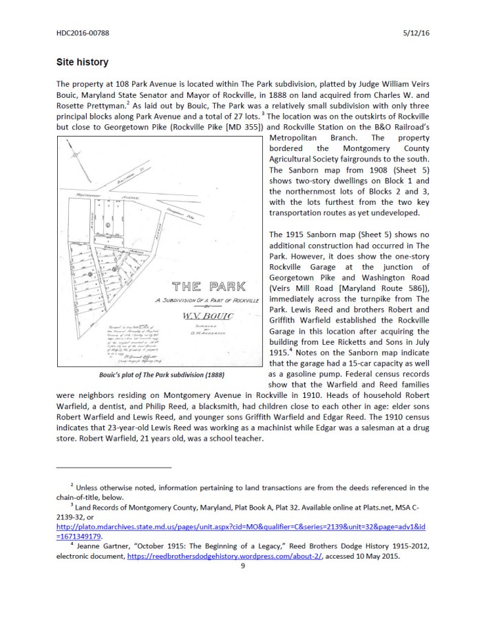 Site History Rockville Garage
