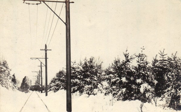 Derailed trolley car 