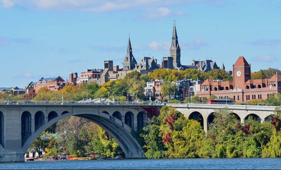 Georgetown University and Key Bridge Washington DC
