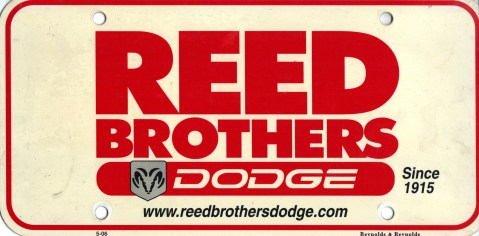 Reed Brothers Dodge license plate