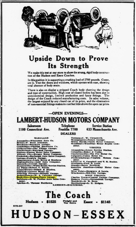 1923 Rockville Garage Ad