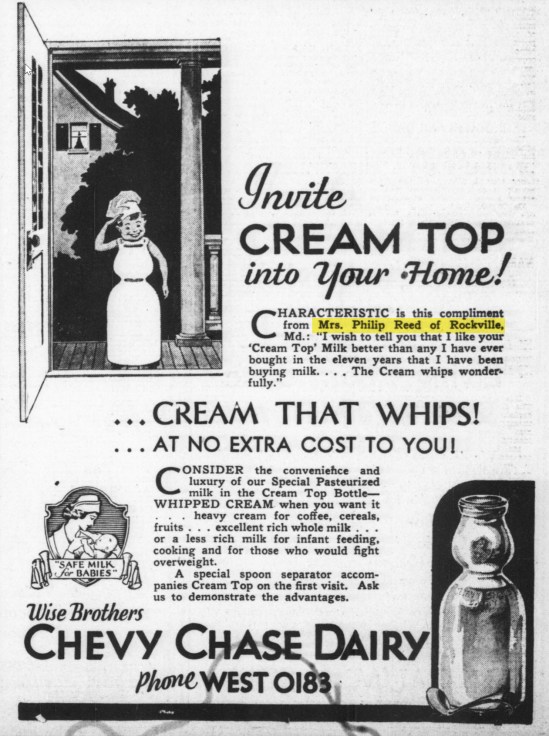 Cream top milk ad 1930