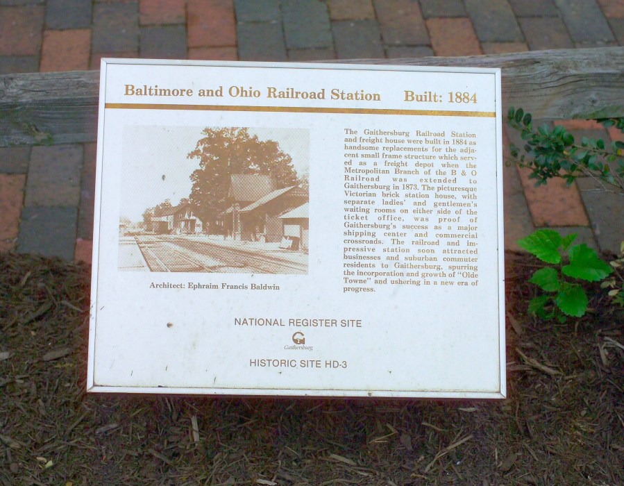 Baltimore & Ohio Railroad Station Marker in Gaithersburg