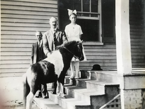 family with pet pony