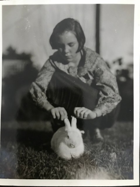 Mary Jane Reed and pet rabbit