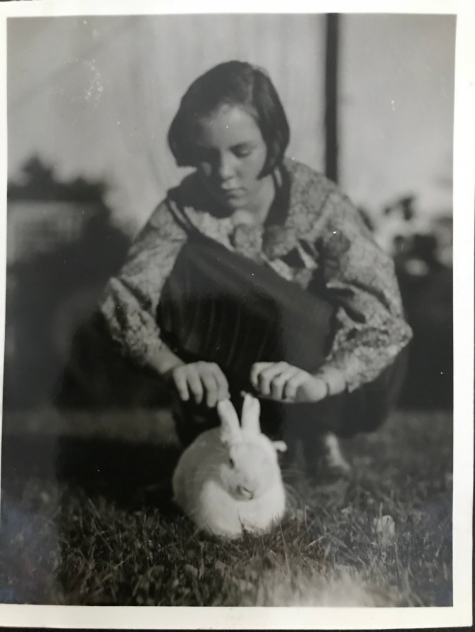 Mary Jane Reed and pet rabbit