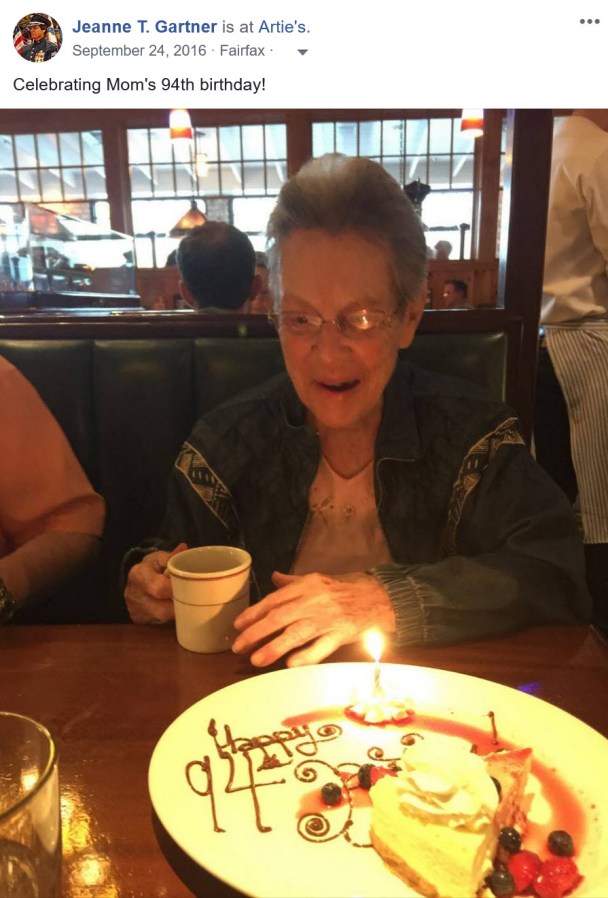 Mom's 94th birthday at Arties