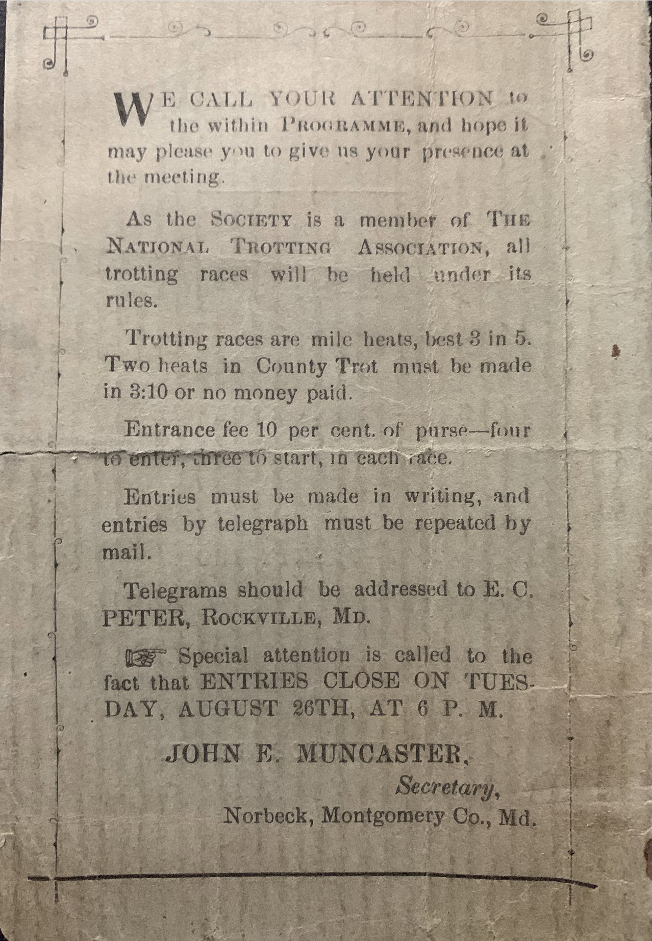 1890 Fair Racing Program