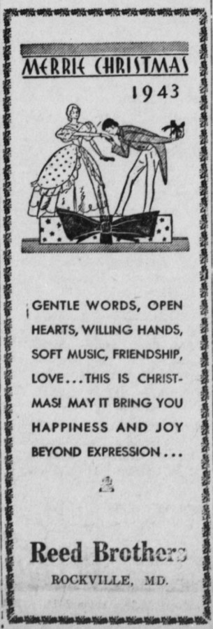Vintage Merry Christmas Ad, 1943