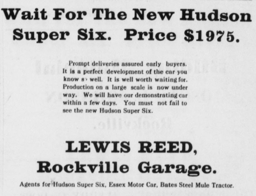 1919 Hudson Super Six Ad