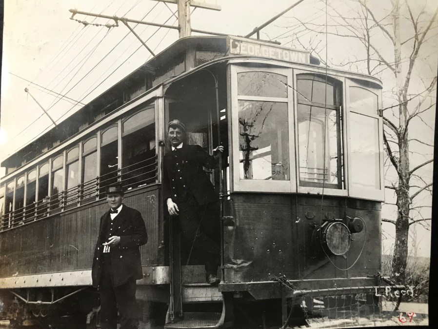 Trolley motorman and conductor