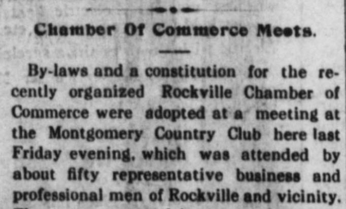 Rockville Chamber of Commerce Formation