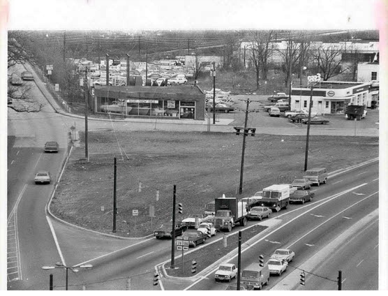 Reed Brothers Dodge site in 1971, after the buildings had been razed.
