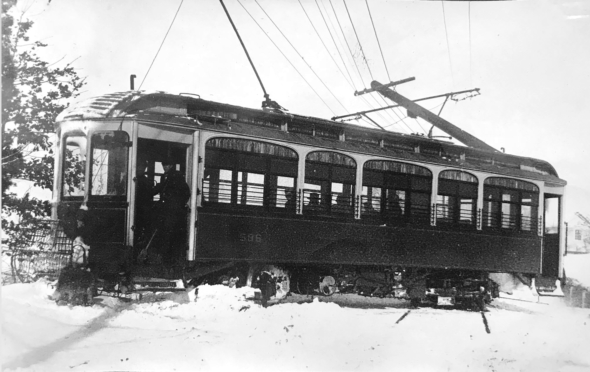 Derailed trolley #596