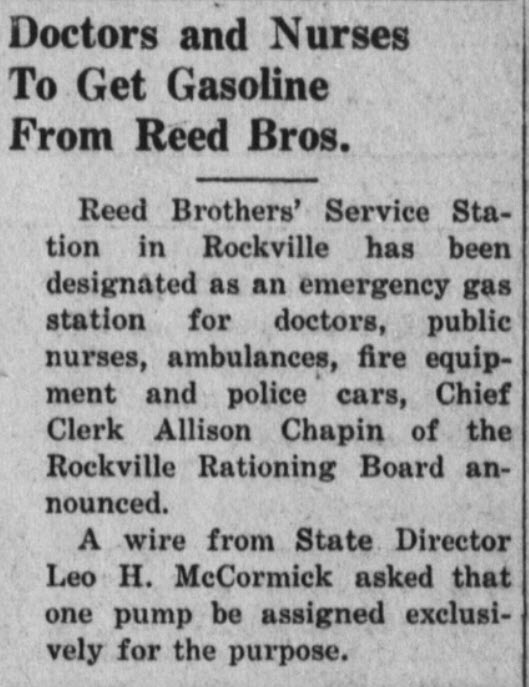 Reed Brothers Dodge designated an emergency gas station during WW2