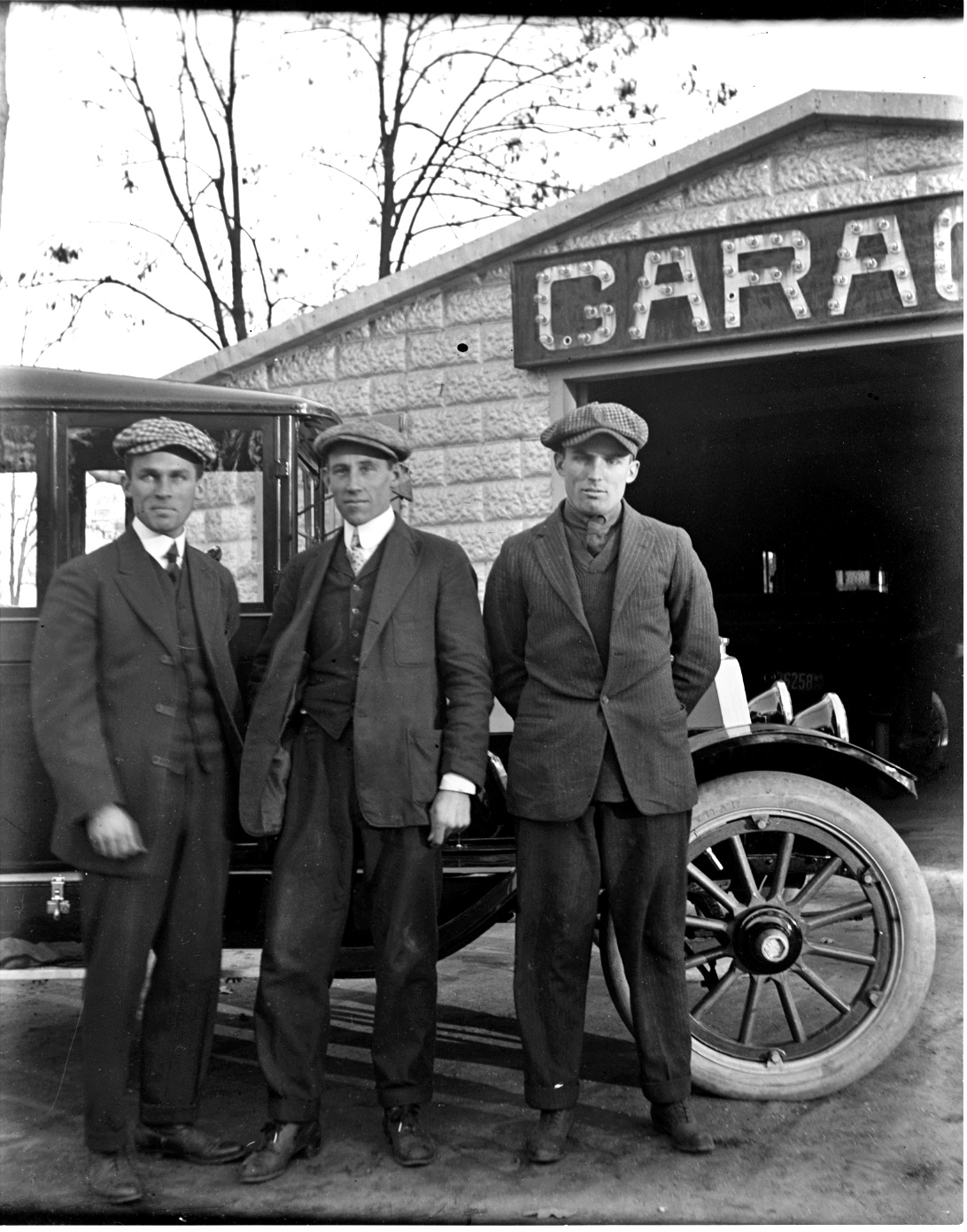 1916 – The original owners of Rockville Garage. From left: Roy Warfield – Lewis Reed – Griffith Warfield