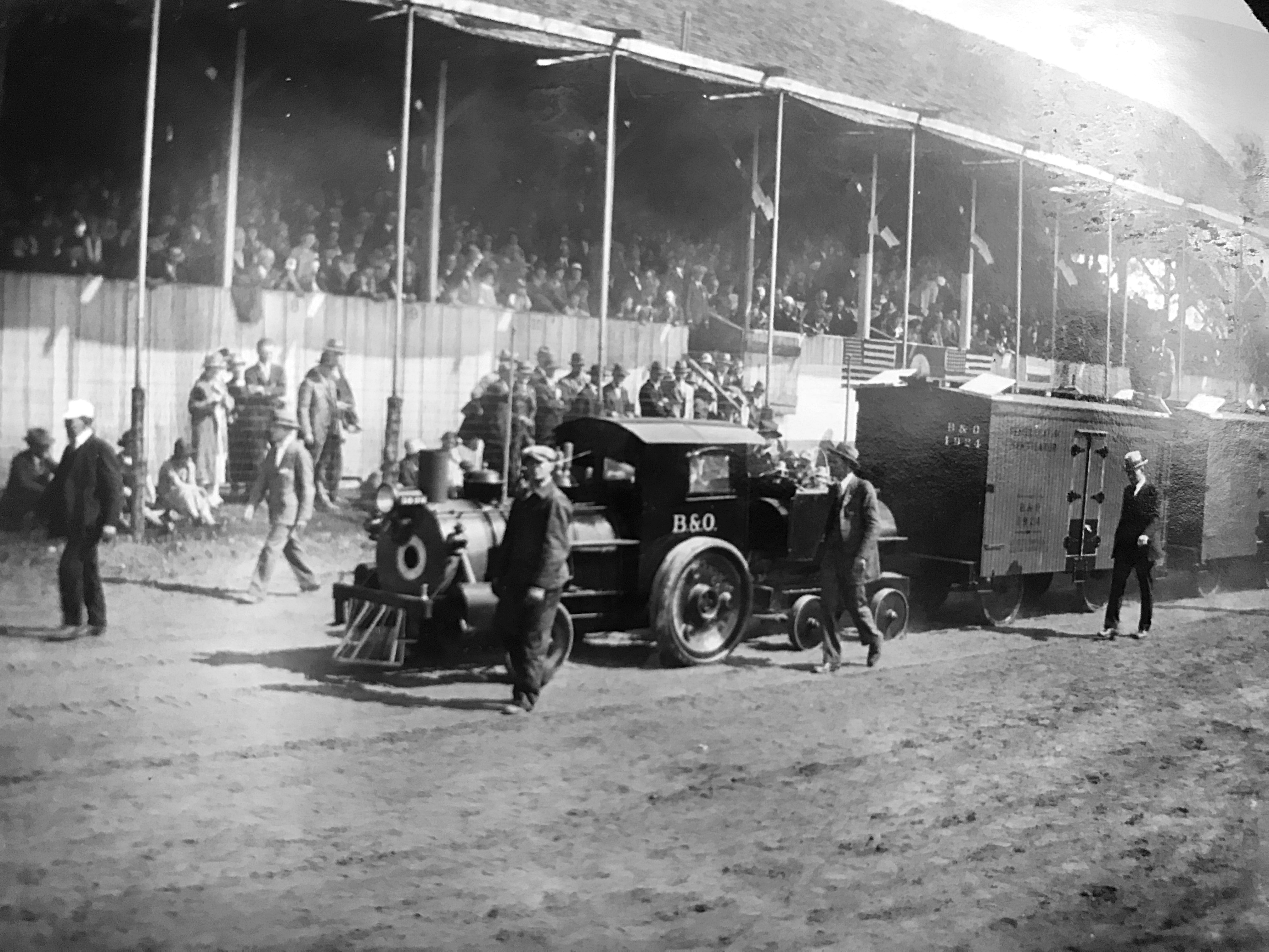 The B&O Railroad had a float in the Apple Blossom Parade. Photo by Lewis Reed, 1924